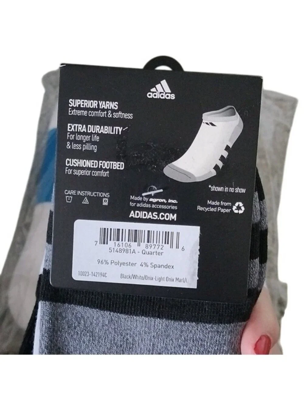 Adidas Men's Cushioned Quarter Crew & Originals Low Cut White Socks 9 Pairs